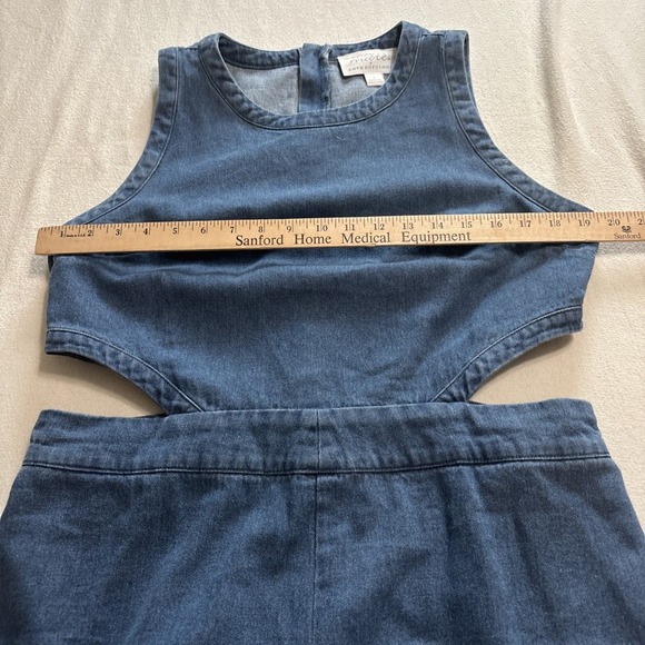 Mare Mare X Anthropologie Daria Cut-Out Blue Denim‎ Jumpsuit Bohemian SzL - Picture 8 of 13
